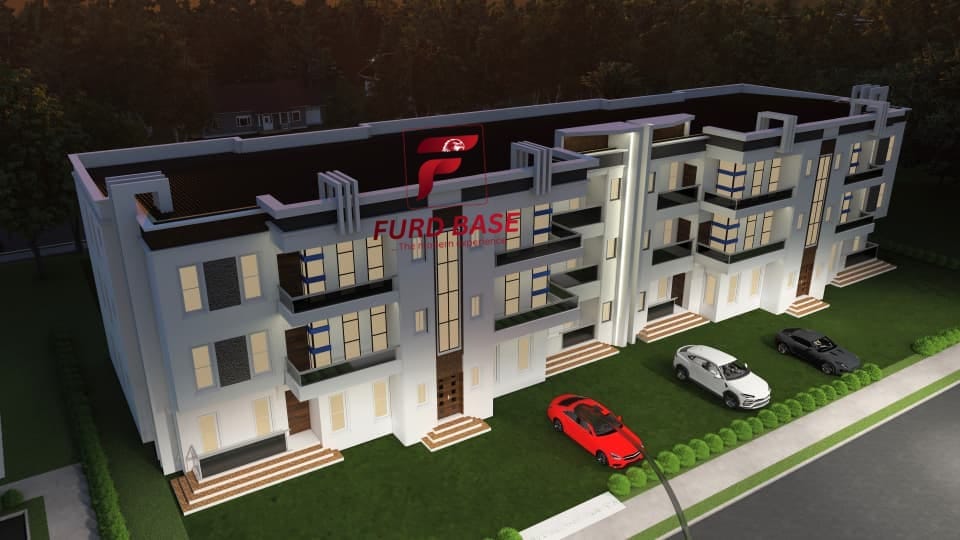 A twelve-unit three-bedroom apartment complex — white facade — view 9